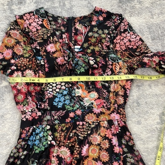 NWT Ted Baker Hendria Ruffle Trim Mini Dress Long Sleeve Floral Romantic Sz 0 XS - Picture 8 of 17